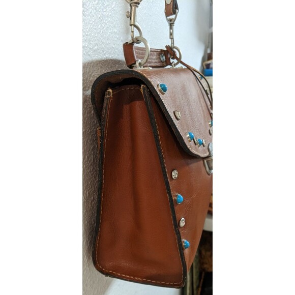 PATRICIA NASH Simona  Brown Smooth Leather Studded Crossbody Handbag WORN TWICE - Picture 6 of 16